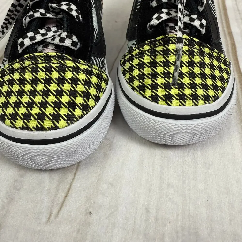 Vans Old Skool Toddler Sneakers Black Yellow Houndstooth Plaid Checkered 5C